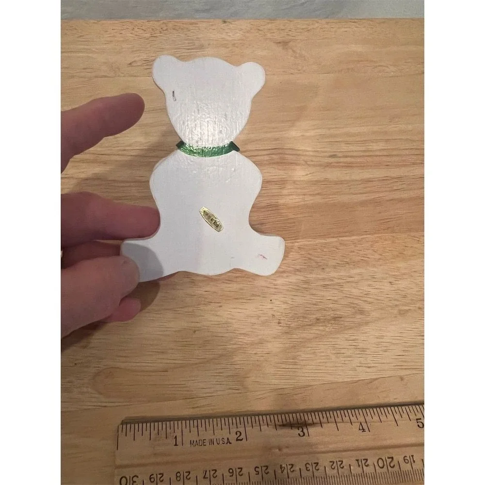 Russ Berrie Vintage Wooden‎ Teddy Bear Christmas Ornament 4